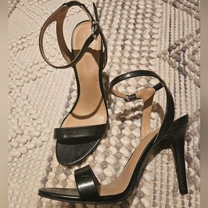 Abound black strap leather heels